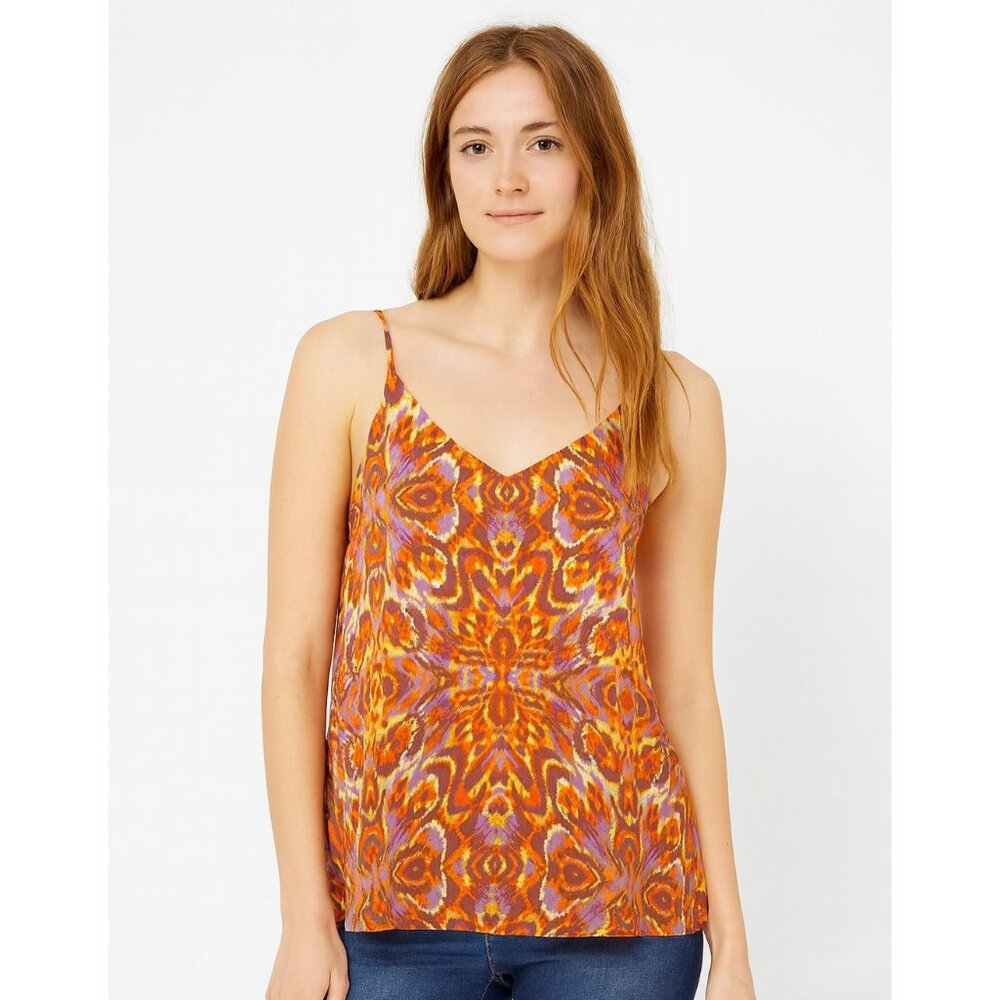 Joie Womens Size Medium Printed Satin V-Neck Spaghetti Strap Top Tank NEW